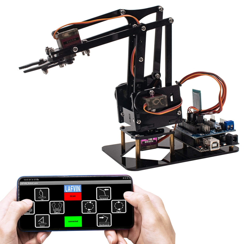 [Australia - AusPower] - LAFVIN 4DOF Acrylic Robot Mechanical Arm Claw Kit Compatible with Arduino IDE DIY Robot with CD Tutorial 