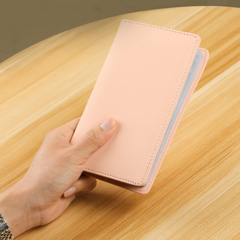 [Australia - AusPower] - MaxGear Business Card Organizer Business Card Holder Book, Soft Vegan Leather Business Card Binder File Sleeve Storage, Business Card Holders Name Card Holder for Men & Women, 240 Cards, Pink 