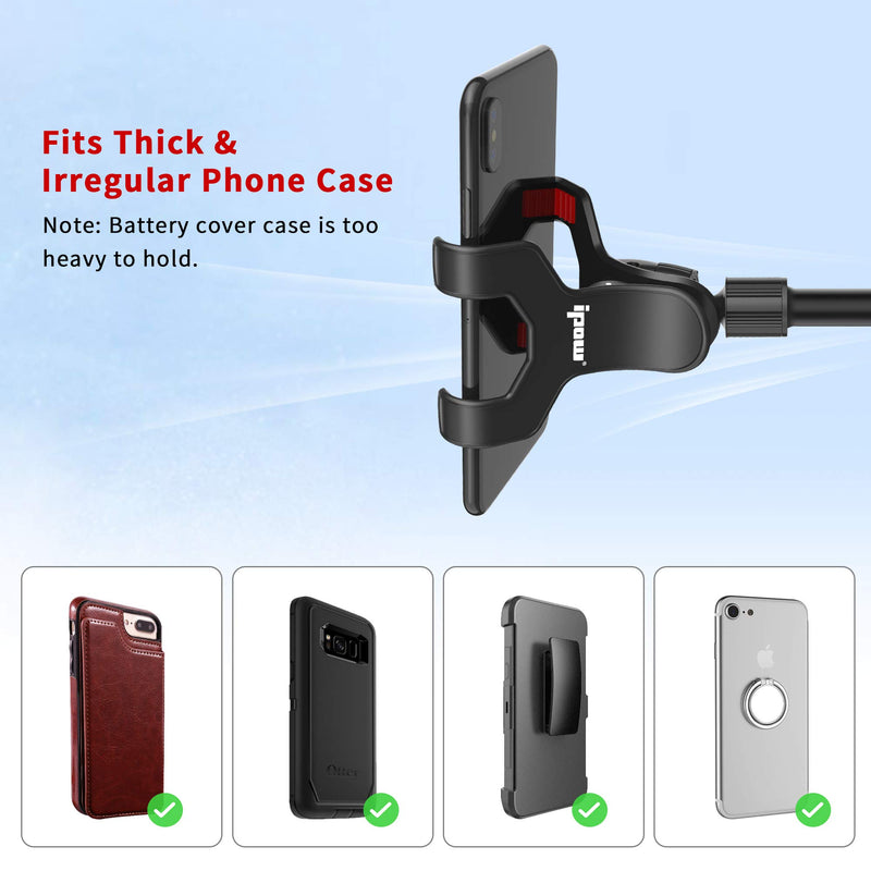 [Australia - AusPower] - IPOW Upgraded No Glue Car Phone Mount Windshield with Strong Suction, Long Arm Cell Phone Holder for Car with X-Shaped Clamp Fits Thick/Irregular Phone Case 