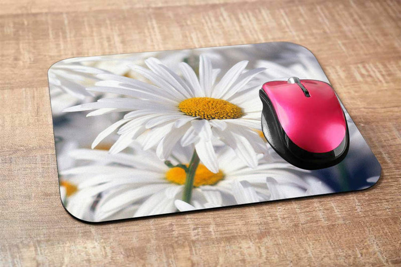 [Australia - AusPower] - Nicokee Daisy Gaming Mousepad White Pure Daisy Flower Mouse Pad Mouse Mat for Computer Desk Laptop Office 9.5 X 7.9 Inch Non-Slip Rubber M02-016 
