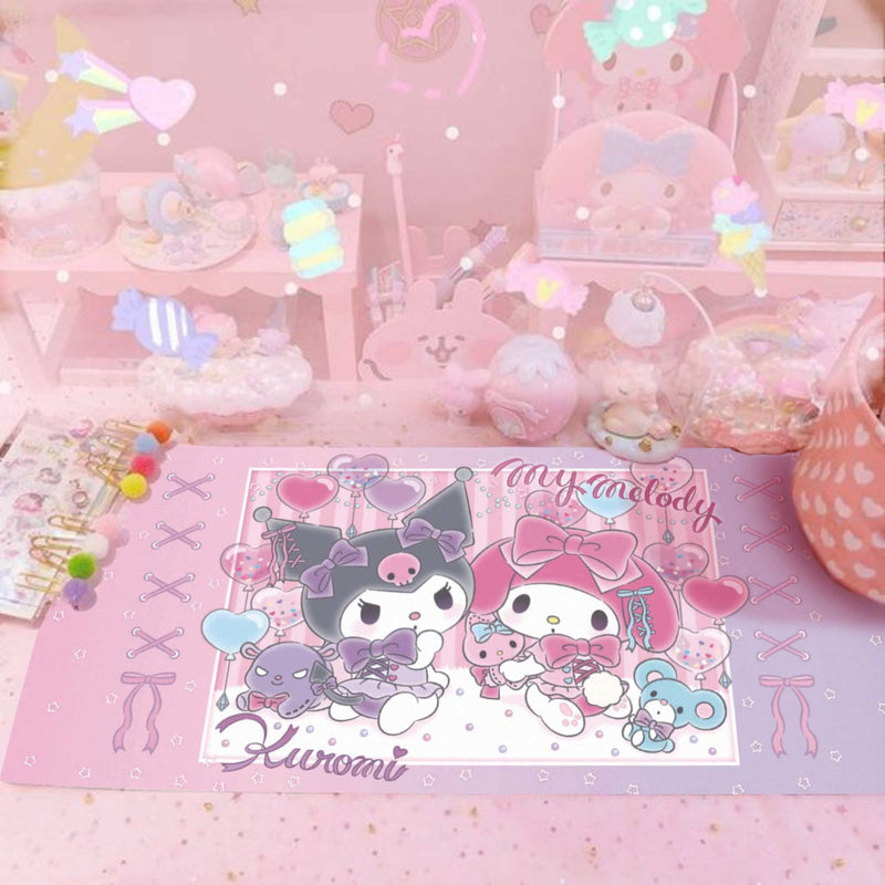 [Australia - AusPower] - Cute Kawaii Extended Gaming Mouse Pad Large Size, Japanese Anime Cartoon Desk Mat, Art Rubber Waterproof Mousepad with Personalized Design for Girls (Melody & Kuro, 35.4"x15.7") 35.4"x15.7" melody & kuro 