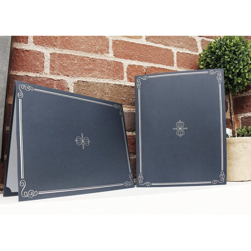 [Australia - AusPower] - 12-Pack Certificate Holder - Diploma Cover, Document Cover for Letter-Sized Award Certificates, Navy Blue, Silver Foil, 11.2 x 8.8 Inches 
