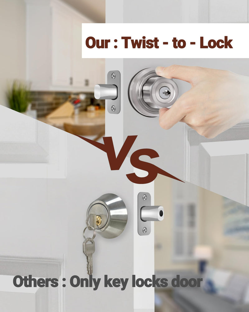 [Australia - AusPower] - EASILOK Deadbolt Lock, Twist-to-Lock Keyless A3 Single Cylinder Deadbolt Door Lock with Anti-Mislock Button for Front Door Apartment 