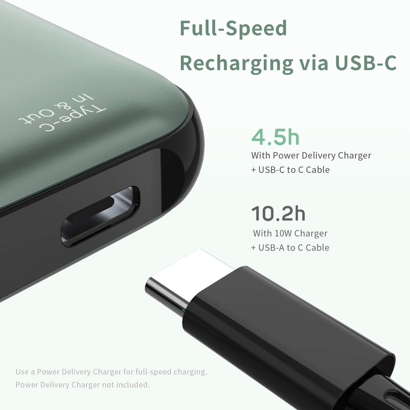 [Australia - AusPower] - USBGD Wireless Portable Charger Power Bank 10000mAh, Mobile Phone External Battery Pack with USB-C PD Fast Charge and Quick Charge 3.0 Compatible with iPhone, Samsung, AirPods(2 Short Cables Included) 