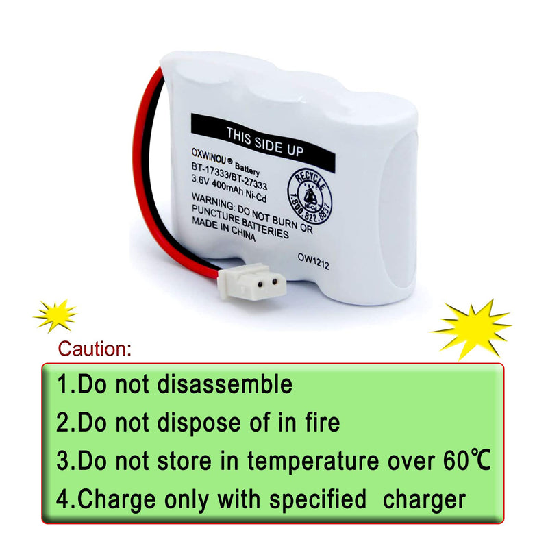 [Australia - AusPower] - BT-17333 BT-27333 Handset Telephone Rechargeable Battery OXWINOU 2/3AA 3.6V NI-CD Cordless Phone Battery Compatible with BT17333 BT27333 BT-17233 BT17233 BT-163345 CS5121(Pack of 2) 2 PACK 17333 BATTERY 
