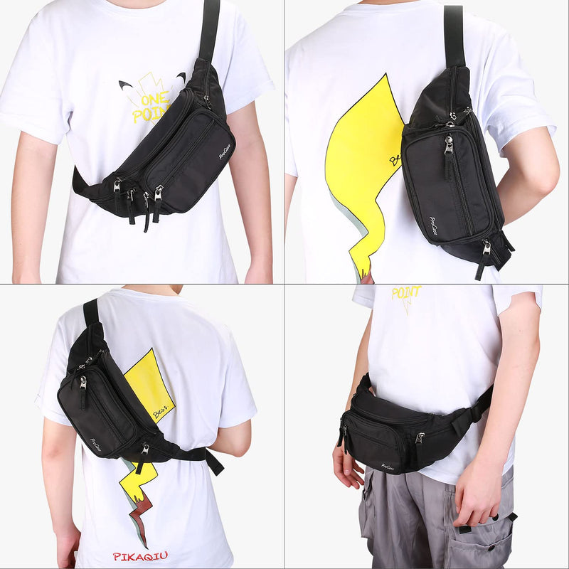 [Australia - AusPower] - ProCase Fanny Pack Waist Packs for Men Women, Waist Bag Hip Pack for Travel Hiking Running Outdoor Sports Black 