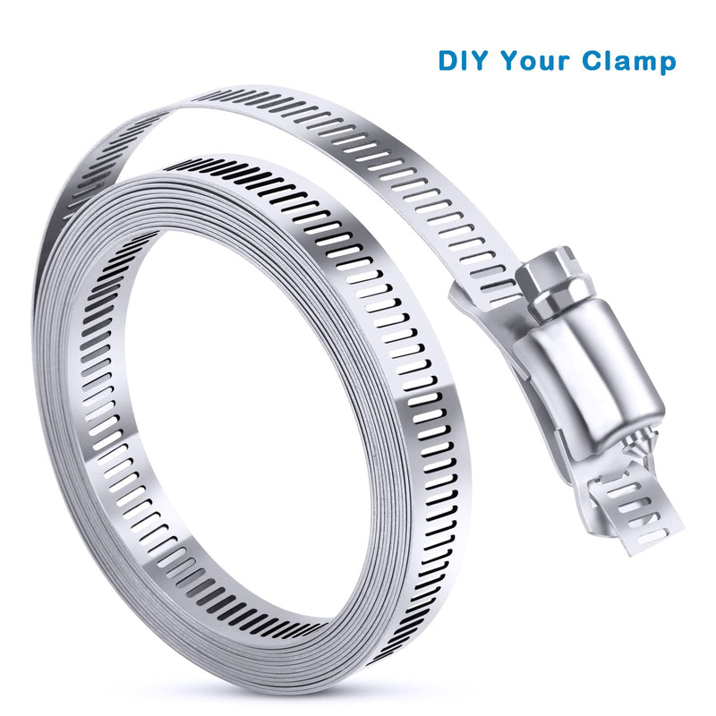 [Australia - AusPower] - STEELSOFT DIY Hose Clamp System Kit, 9.8 FT Band + 6 Fasteners, Stainless Steel Band Clamp Pipe Clamp Screw Clamp Metal Hose Clamp Large Adjustable for Ductwork, Pole Mount, Metal Strapping 9.8 FT Strap + 6 Fasteners 