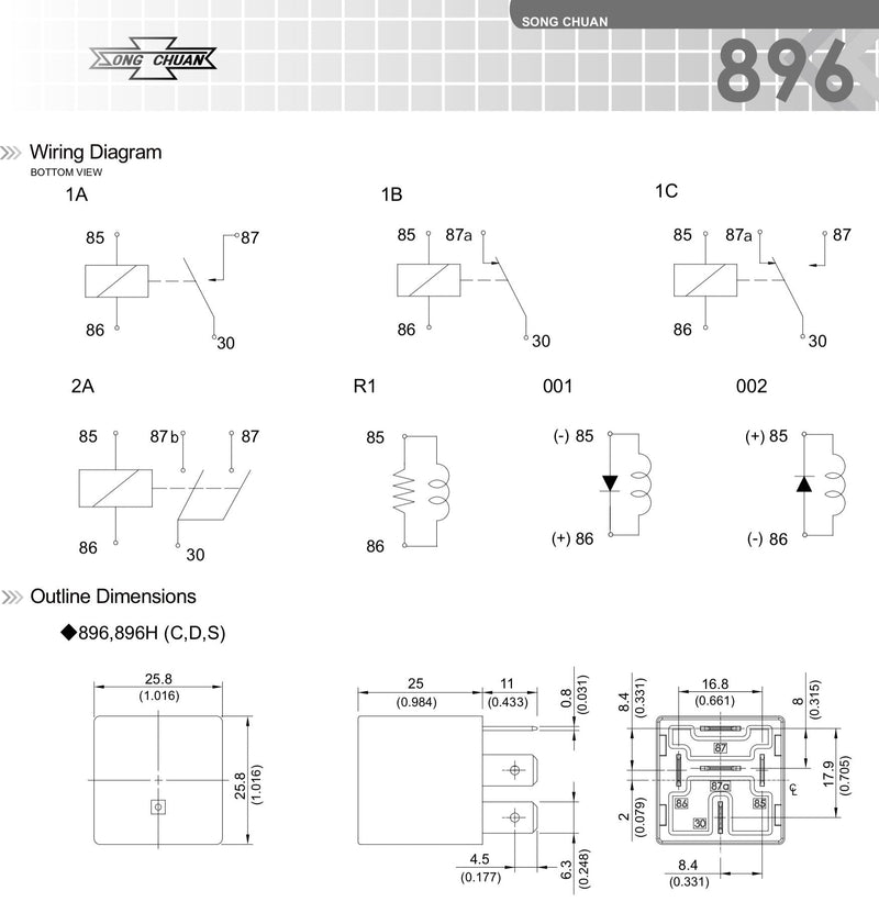 [Australia - AusPower] - Song Chuan 896H-1CH-C-R1-U03, 12VDC SPDT 50A 12V Socket Terminal Flux Tight Automotive Relay 