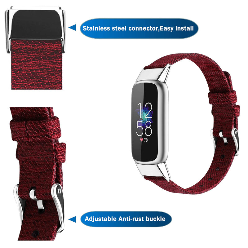 [Australia - AusPower] - NINKI Compatible Thin & Light Fitbit Luxe Bands for Women Men,Soft Breathable Woven Fabric Bracelet Strap Fitbit Luxe Replacement Bands for Fitbit Luxe/Luxe Special Edition Band Accessories Girl Red Small: 5.7”-7.5” 