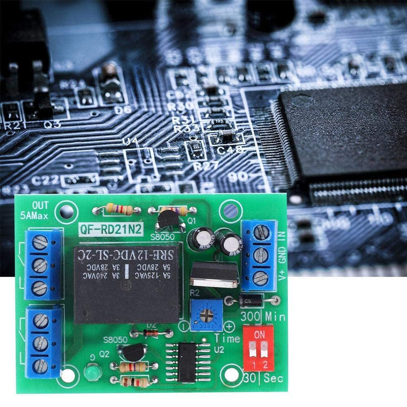 [Australia - AusPower] - Delay Off Relay Module 10-16V 12V DC Time Relay Module Double Pole Double Throw DPDT 2 Channel Output Timer Switch for Water/Air Flow Interruption Monitoring 