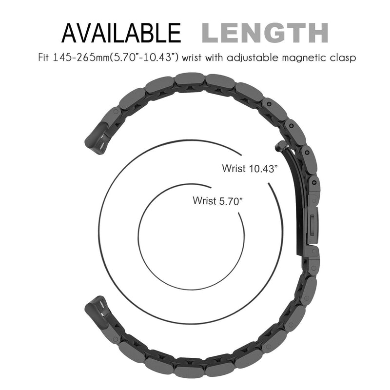 [Australia - AusPower] - Compatible for Wy ze Watch 47mm Band, Lamshaw Quick Release Stainless Steel Metal Replacement Straps Compatible with Wy ze Watch 47mm Smartwatch (Black) Black 