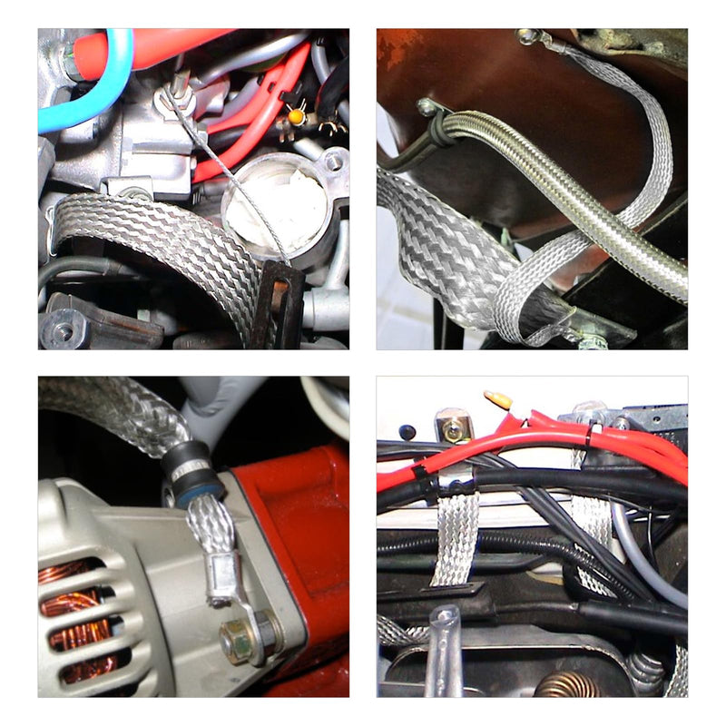 [Australia - AusPower] - FOURUB Expandable Mesh Braided Wires Grounding Straps Shielding Audio Cables emf/rfi Interference,Tinned Copper Braided Sleeves for Cover Wire (1/2"-12FT) 
