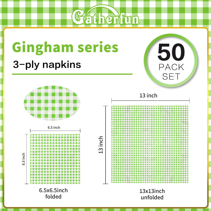 [Australia - AusPower] - Gatherfun Disposable 3-Ply Lime Green Gingham Paper Napkins (Pack of 50) Lime Green Plaid 50 Count (Pack of 1) 