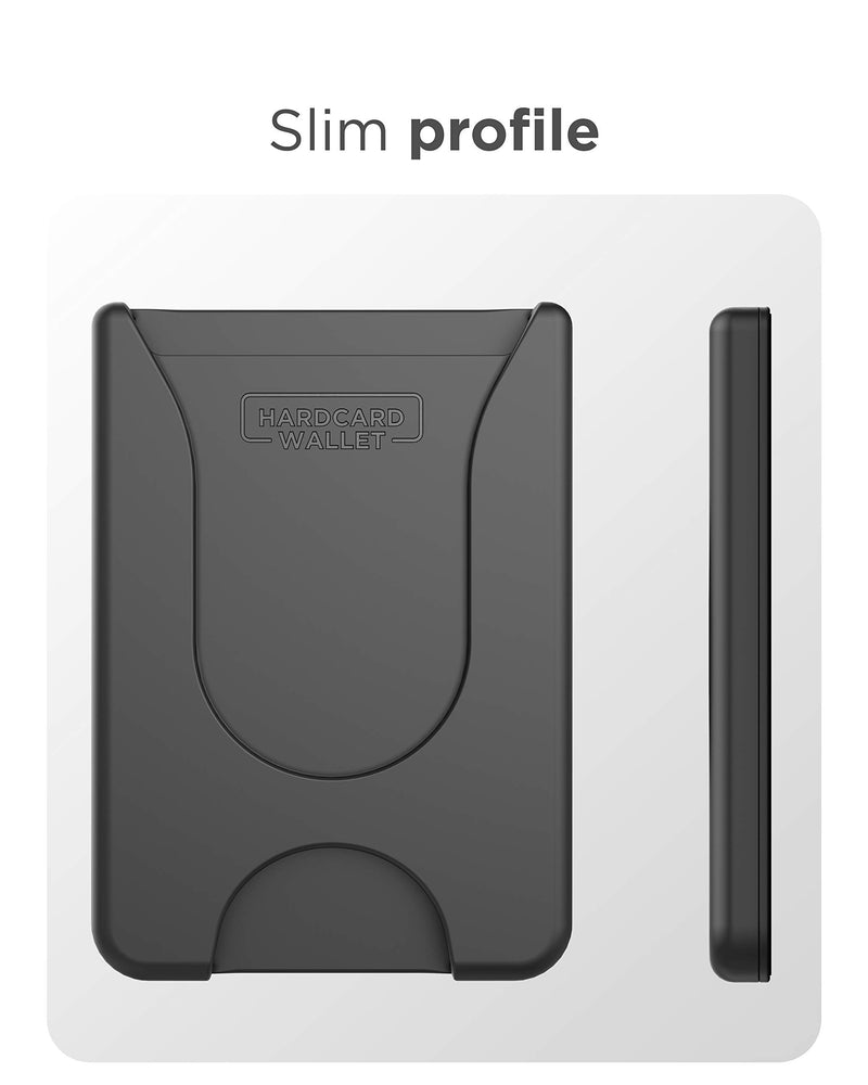[Australia - AusPower] - Encased Cell Phone Wallet, 4 Card System (Compatible with Circular Grip) Securely Holds IDs Business and Credit Cards - HardCard Reusable Adhesive Stick On Holder (Matte Black) 