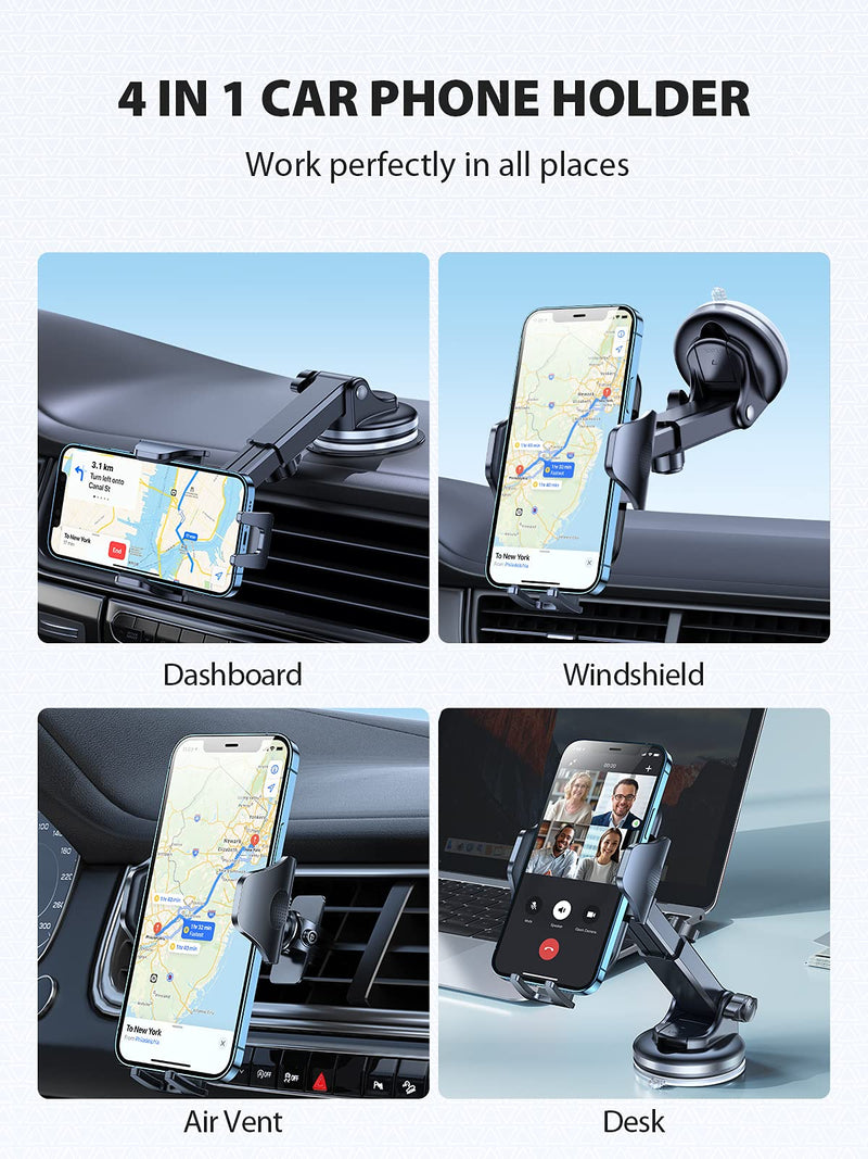 [Australia - AusPower] - VICSEED [Don’t Shake or Fall] Car Phone Holder Mount, Versatile Cell Phone Holder for Car Strong Suction Long Arm Car Phone Mount for Dashboard Windshield Air Vent for iPhone 13 All Phone Thick Case 