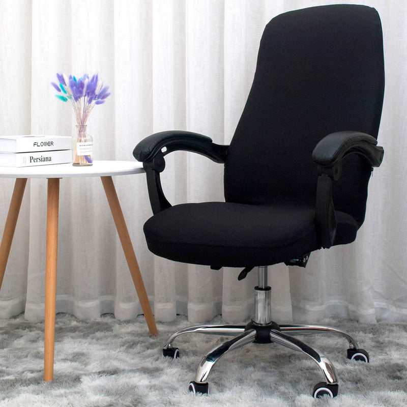 [Australia - AusPower] - Melaluxe Office Chair Cover - Universal Stretch Desk Chair Cover, Computer Chair Slipcovers (Size: L) - Black Large 