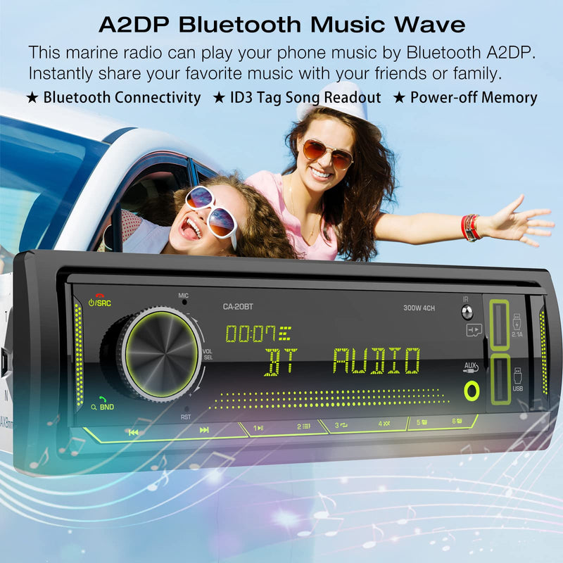 [Australia - AusPower] - Single Din Stereo Marine Radio: Bluetooth Car Audio Receivers with Digital LCD Display | FM AM Car Radio | USB/SD/AUX/MP3 Player | 2.1A Quick Charge | APP Remote 