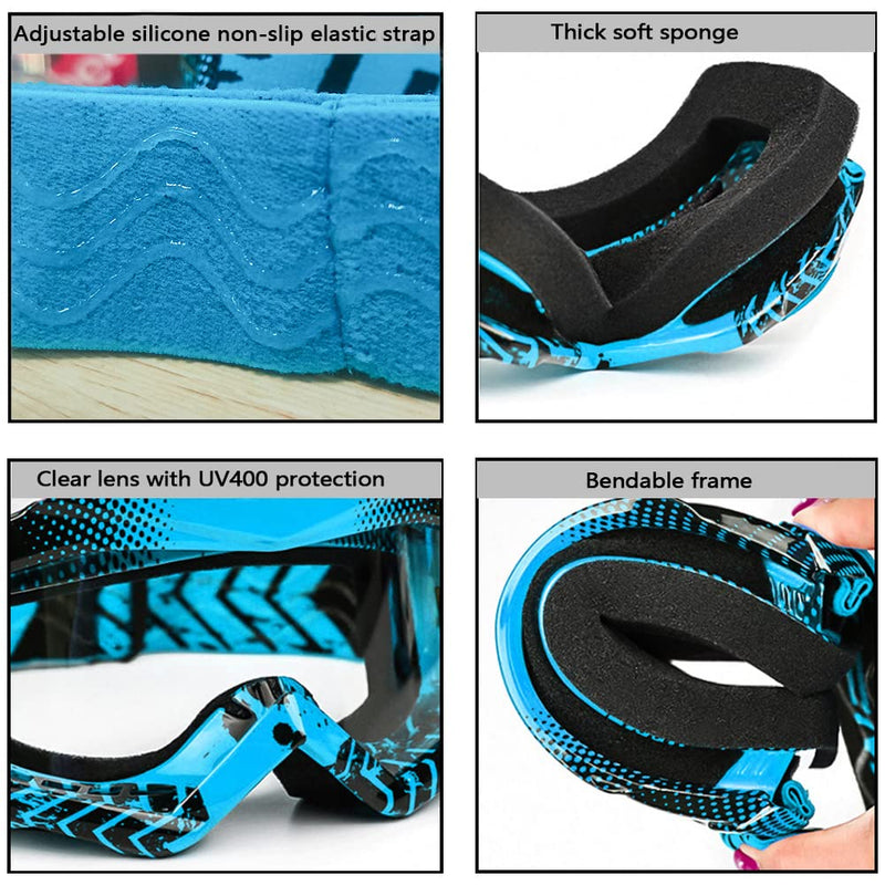 [Australia - AusPower] - Kids Teens Youth ATV Motorcycle Dirtbike Cycling Ski Snowboard Motocross Riding Goggles … Blue 