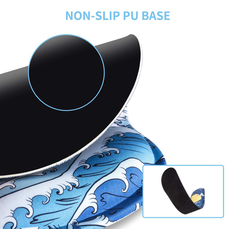 [Australia - AusPower] - AORTDES Memory Foam Ergonomic Keyboard Mouse Pad Wrist Support Set - Non Slip Mousepad Wrist Rest for Computer/Gaming/Office - Comfortable for Easy Typing & Pain Relief(Fujiyama & Moon & White Crane) Kwrp-01a 