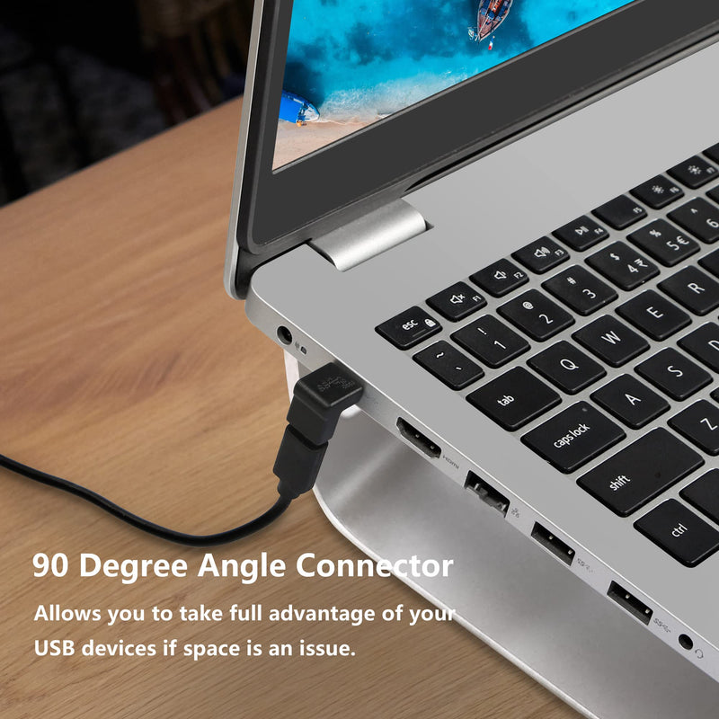 [Australia - AusPower] - GELRHONR 90 Degree USB-C Male to Female Adapter,Up&Down Angle USB 3.1 Type C Gen 2 (10Gbps) Connector,Support Charging Data Transmission,for Laptop,Tablet,Mobile Phone-2Pack 