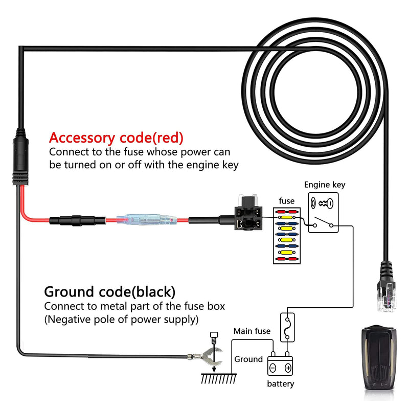 [Australia - AusPower] - Radar Detector Hardwire Kit,Direct Wire Wiring kit for Escort Valentine One Uniden Beltronics Cobra Radar Detector Quick Connection Plug and Play Power Cord Cable Black1 