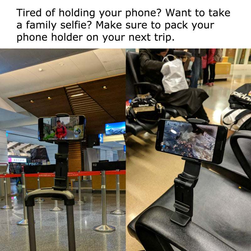 [Australia - AusPower] - Universal Airplane in Flight Phone Mount. Handsfree Phone Holder for Desk with Multi-Directional Dual 360 Degree Rotation. Pocket Size Travel Essential Accessory for Flying. US Patented and Protected. 1 Unit 