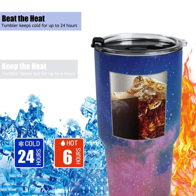 [Australia - AusPower] - SYACOT 30oz Tumbler Double Wall Stainless Steel Vacuum Insulated Travel Mug with Splash-Proof Lid Metal Straw and Brush (Blue and White Porcelain) Blue and White Porcelain 