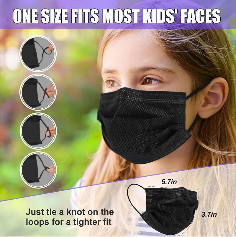 [Australia - AusPower] - Kids Disposable Face Masks, Keangs Black Kids Masks 50Pcs, Perfect for Boys and Girls 50 