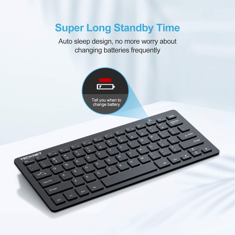 [Australia - AusPower] - TECKNET Wireless Keyboard, 2.4G Portable Mini Computer Keyboard, Quiet Click, 12 Media Keys, Print Screen Key, Compact Ergonomic USB Keyboard for Laptop, Desktop, Smart TV, Notebook, Chromebook 