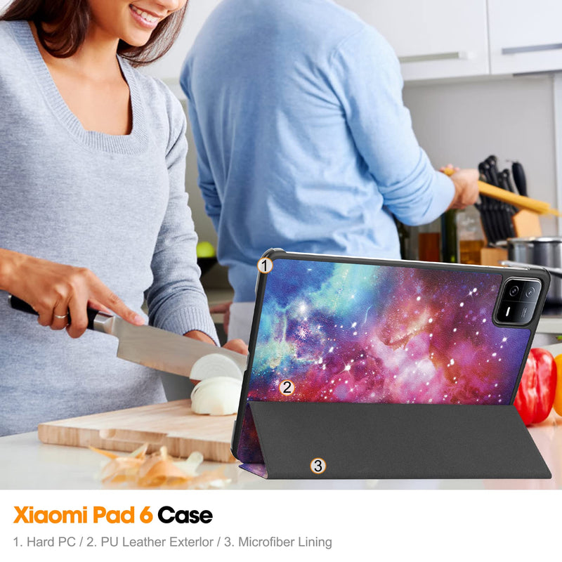 [Australia - AusPower] - Smart Case for XIAOMI Pad 6 11'', Ratesell Lightweight Trifold Stand Smart Case Cover with Auto Wake/Sleep for XIAOMI Pad 6 Outer Space 