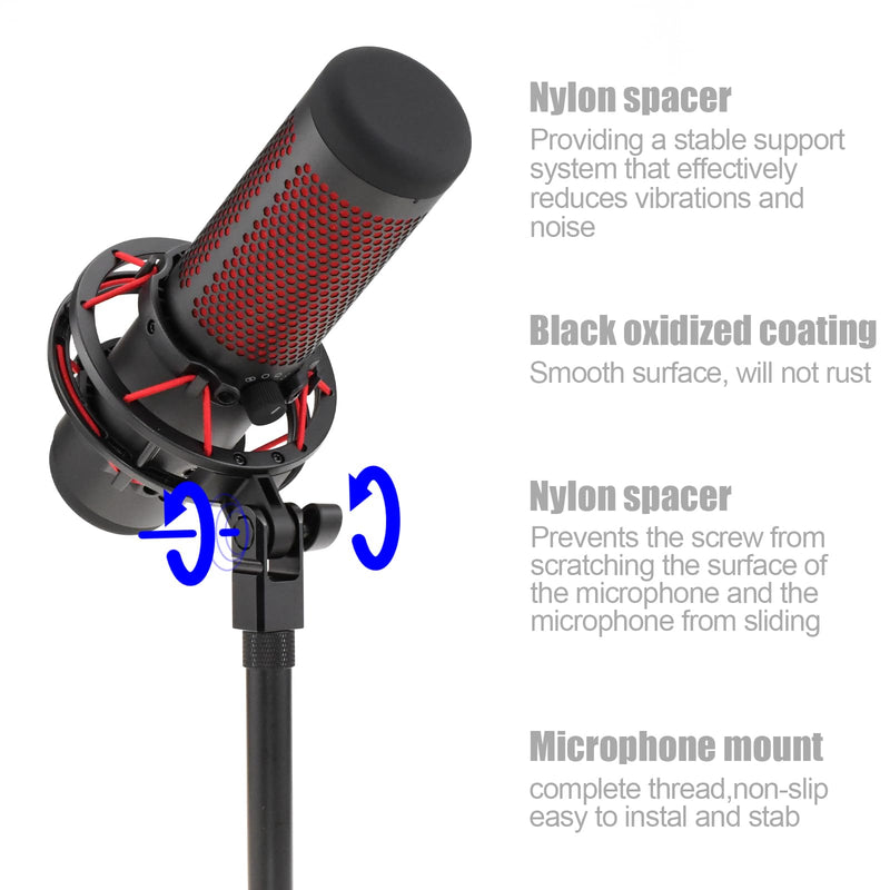 [Australia - AusPower] - Microphone Mount Adapter for Hyperx Quadcast with 3/8" or 1/4" Screw Adapter, Works with HyperX QuadCast Microphone Stand & Boom Arm Durable Replacement Accessory for Microphone (Black) 