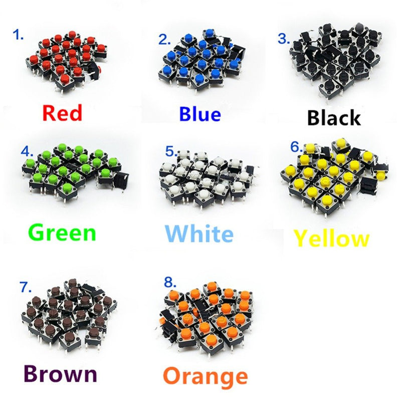 [Australia - AusPower] - TWTADE 160PCS Momentary Tactile Touch Micro Push Button Switch tact 6x6x5mm Tactile Switch kit,Each Color 20PCS Red Blue Black Green White Yellow Brown 