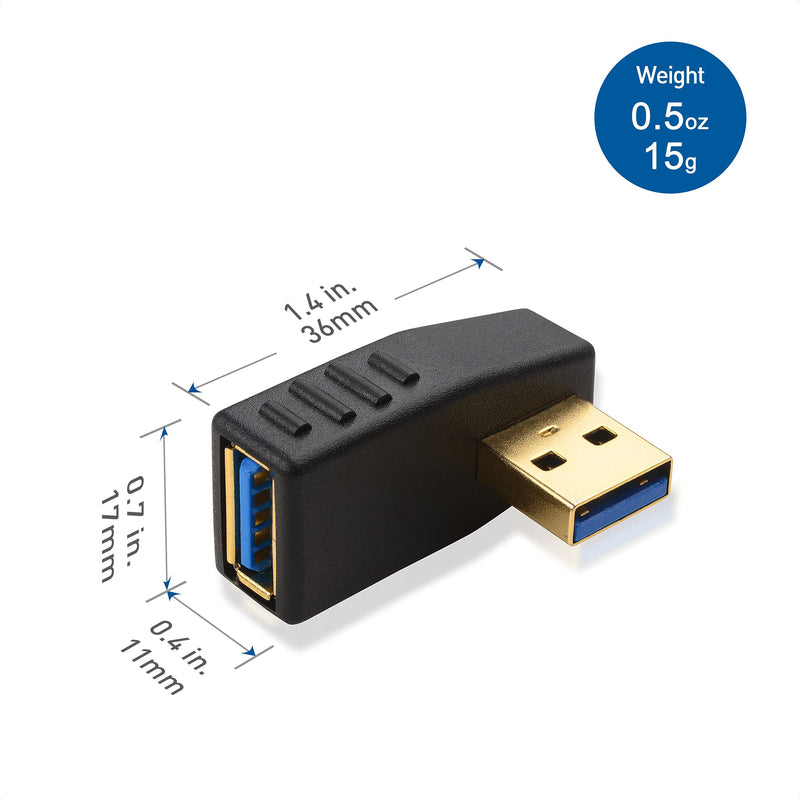 [Australia - AusPower] - Cable Matters Combo-Pack 90 Degree Left and Right Angle USB Adapter Gender Changer 