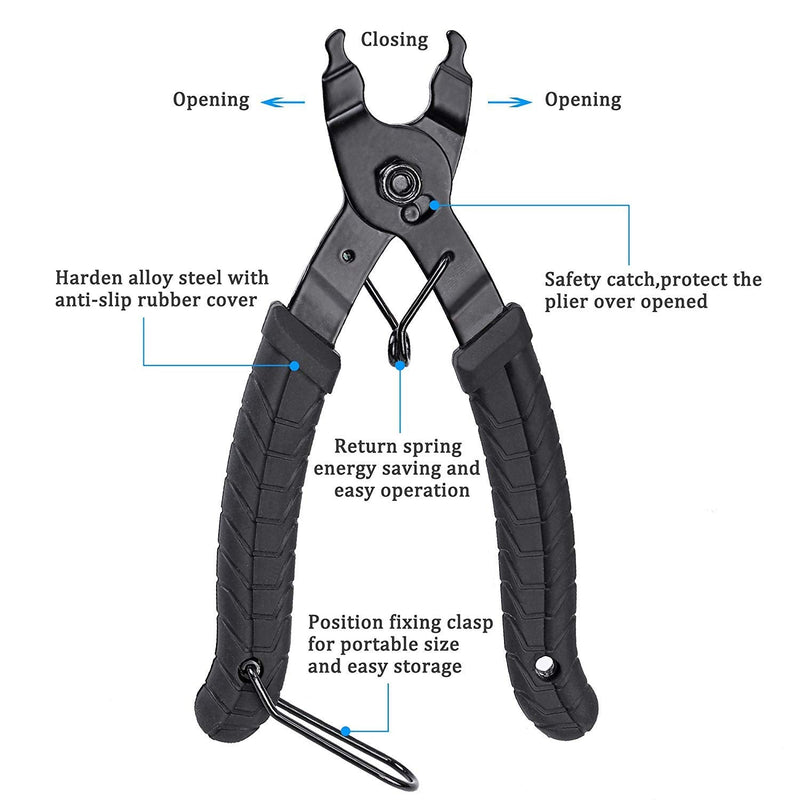 [Australia - AusPower] - Oumers Bike Link Plier+Chain Breaker Splitter+6 Pairs Bicycle Missing Link, Chain Plier Quick Link Opener Remover Plier for 6/7/8/9/10 Speed Chains Repair | Professional Bike Chain Repair Tool Kit 