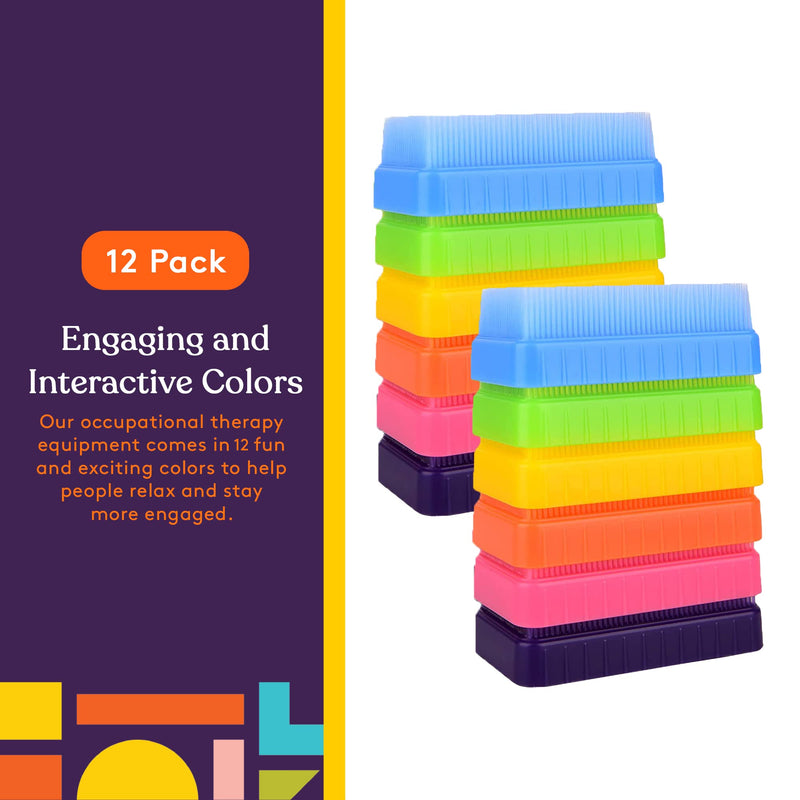 [Australia - AusPower] - Special Supplies Sensory Brush Therapressure Therapy Brush for Occupational and Sensory Brushing, 12 Pack, Stimulating and Calming Tools for Kids and Adults, Soft Flexible Bristles, Latex Free 