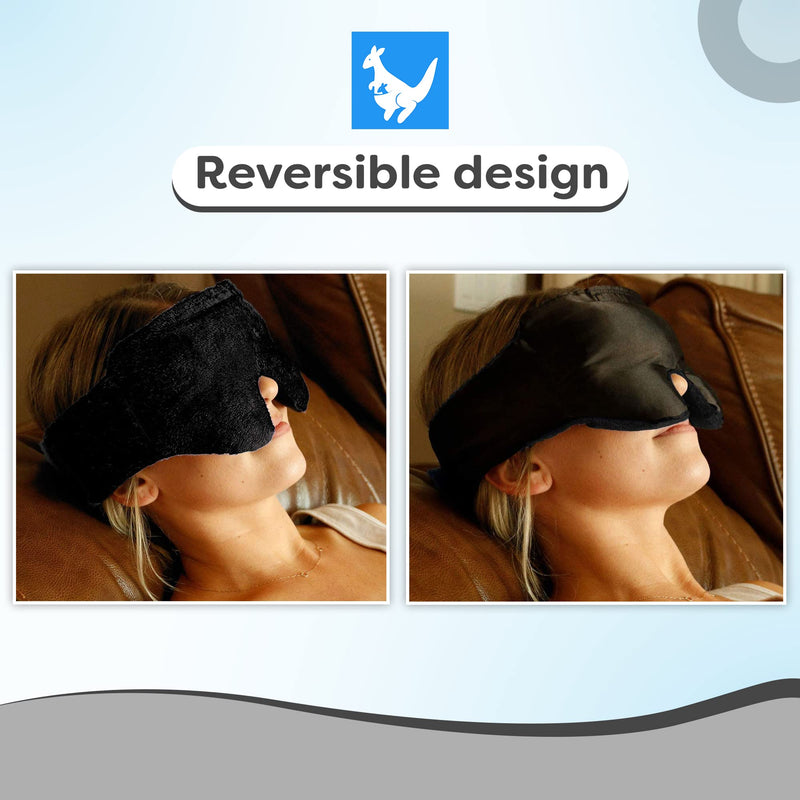 [Australia - AusPower] - Huggaroo Gem | Super Plush Heated Eye Mask and Sleep Mask with Gel Ice Pack - Soft, Washable Cover - Black Black (Unscented) 