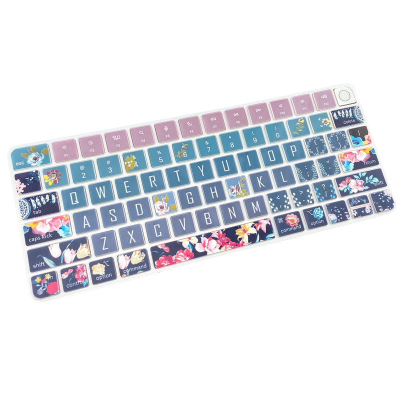 [Australia - AusPower] - Sanfulin Keyboard Cover Skin for 2021 Apple iMac Magic Keyboard (Model: A2449) with Touch ID, Cute Printing Waterproof Silicone Keyboard Protector, Red Flower 