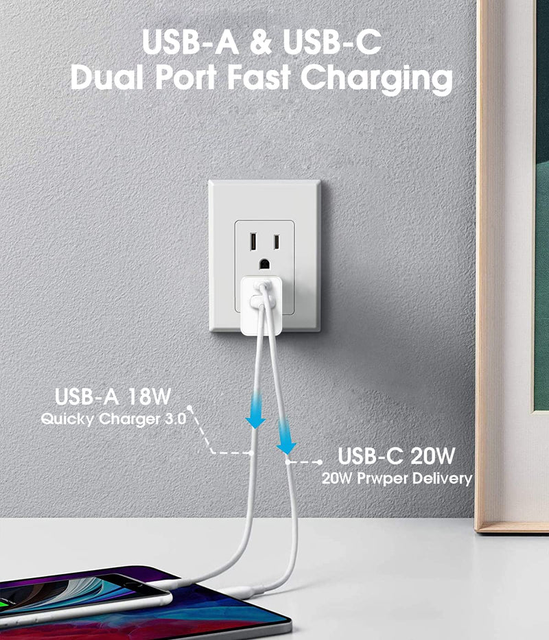 [Australia - AusPower] - iPhone 13 Pro Max Charger Block, 2 Pack USB C Charger Block, Udaton Upgraded Durable USB C Wall Charger, Certified 20W Dual Port PD iPhone 12 Pro Max Charger Block, Fast USB-C Power Wall Plug Adapter 