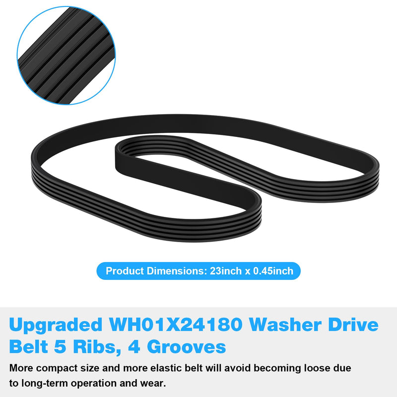 [Australia - AusPower] - WH01X24180 Washer Motor Drive Belt Replacement GE Clothes Washing Machine Parts AP6024314,4455970,PS11736832-23" Long, 5 Ribs, 4 Grooves Drive Belt 
