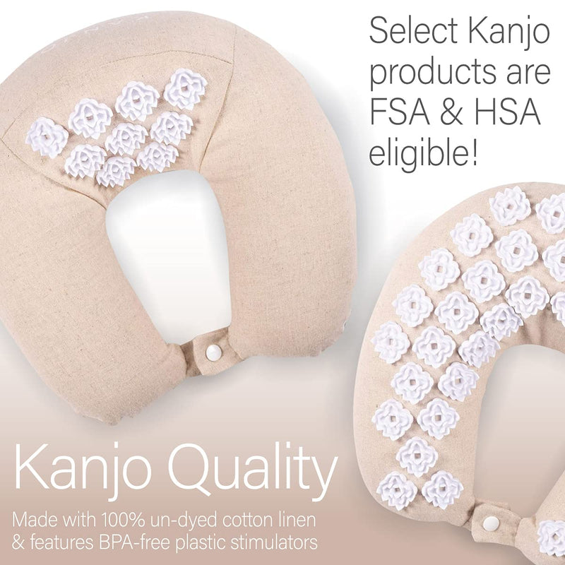 [Australia - AusPower] - Kanjo Memory Foam Acupressure Neck Pillow - High Density Memory Foam Core - Travel Accessory Pillow - Relieves Neck Pain and Back Pain - Includes Carry Bag - FSA & HSA Eligible 