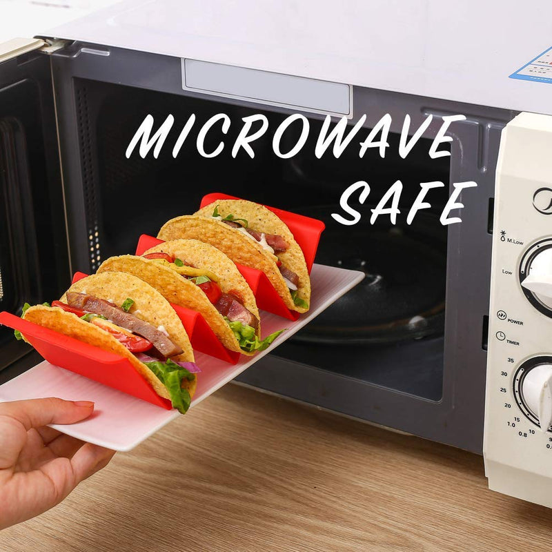 [Australia - AusPower] - Colorful Taco Holder Stands Set of 6 - Premium Large Taco Tray Plates Holds Up to 3 or 2 Tacos Each, PP Health Material Very Hard and Sturdy, Dishwasher & Microwave Safe 