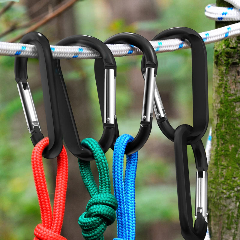 [Australia - AusPower] - sprookber 3" Carabiner Clip Keychain, D Ring Caribeaner Clip, Key Clip Caribeener, Spring Snap Hook for Bag/Buckle, Set of 10 Black 