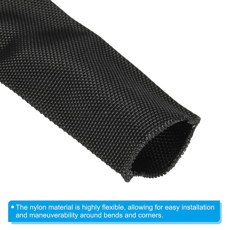 [Australia - AusPower] - PATIKIL 2.4" Flat Dia 3.3FT Nylon Protective Hose Sleeve, Cable Cover Sheath Protection for Welding Tig Torch Hydraulic Hose, Black 2.4 in x 3.3FT 