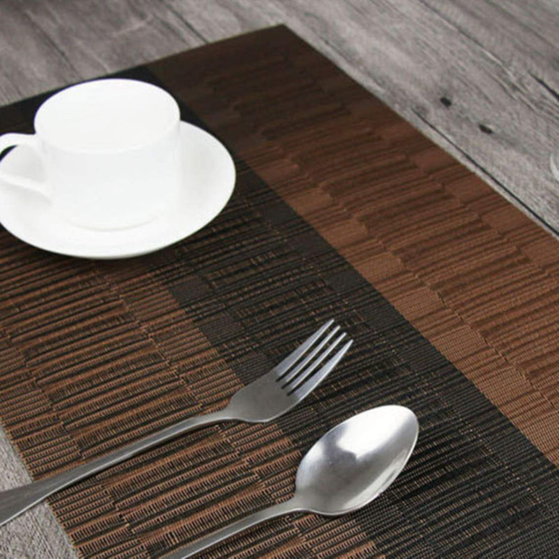 [Australia - AusPower] - Yopay Set of 8 Placemats, Non-Slip Vinyl Woven Table Mats, Washable Place Mats for Kitchen Dining Table, 18"X12", Gradient Brown 