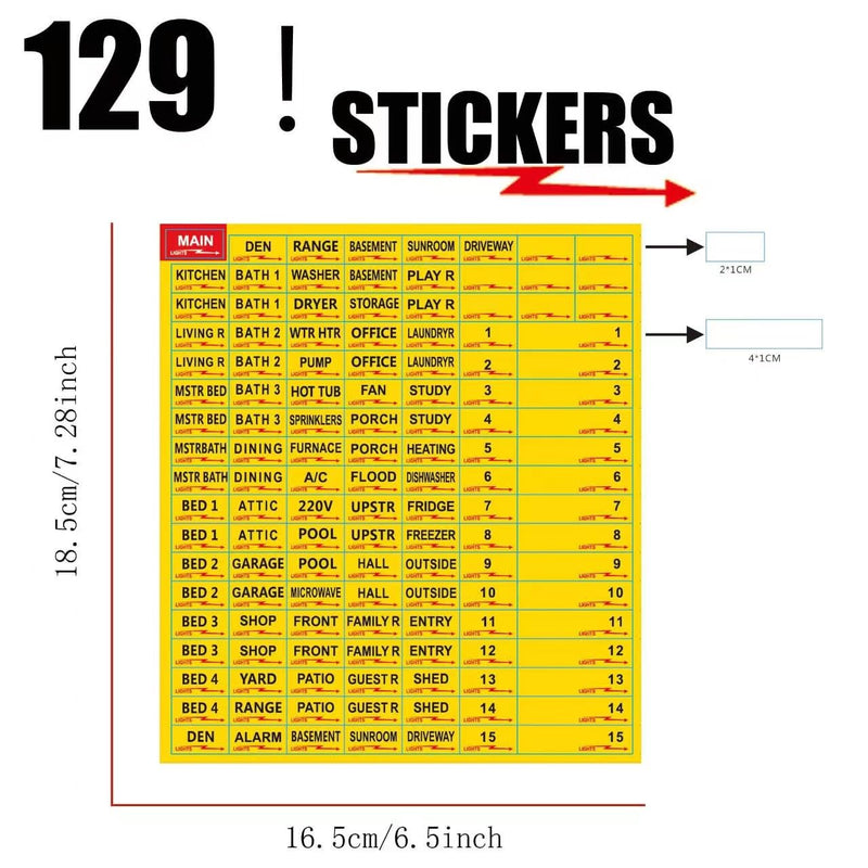 [Australia - AusPower] - Premium Durable Circuit Breaker Labels, 129 Waterproof Fuse Box Stickers, Easy to Read and Install (AMZ Black) Amz Black 