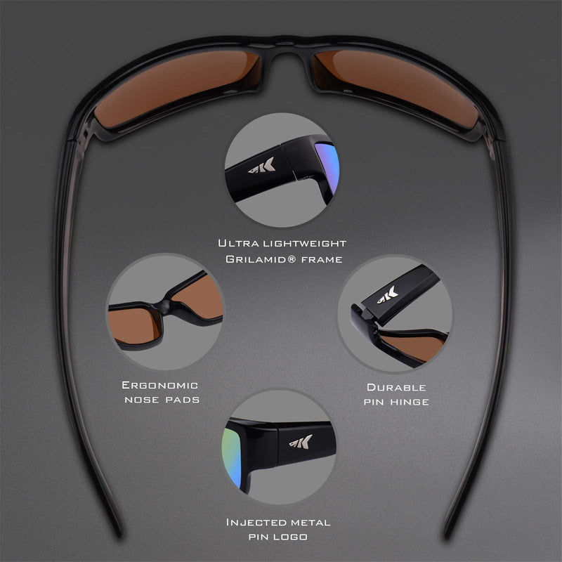 [Australia - AusPower] - KastKing Skidaway Polarized Sport Sunglasses for Men and Women,Ideal for Driving Fishing Cycling and Running,UV Protection Frame: Gloss Black / Lens: Brown Base - Chartreuse Mirror 