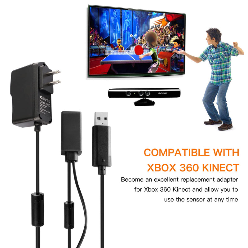 [Australia - AusPower] - Kinect Adapter for Xbox 360, USB to AC Power Supply PC Adapter Compatible with Mircosoft Xbox 360 Kinect Sensor System with Charging Cable Cord 