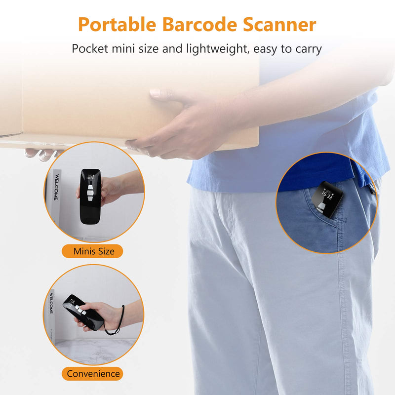 [Australia - AusPower] - 1D 2D Barcode Scanner with LCD Screen & Time Stamp, Evnvn 2.4G Wireless & Bluetooth Bar Code Reader CCD QR Image Scanner with Hot Key Design Compatible for iPad iPhone Android Windows Mac 