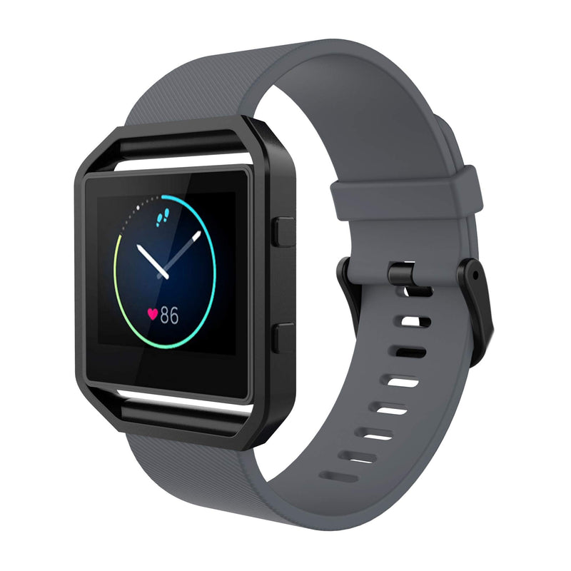 [Australia - AusPower] - Simpeak Sport Band Compatible with Fitbit Blaze Smartwatch Sport Fitness, Silicone Wrist Band with Meatl Frame Replacement for Fitbit Blaze Men Women Dark Grey Large 