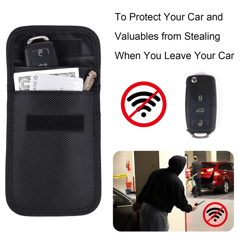 [Australia - AusPower] - Faraday Bag for Key Fob, Wisdompro WP4694 RFID Key Fob Protector RF Car Signal Blocking Faraday Cage Protector, Anti-Theft Pouch, Anti-Hacking Case Blocker - Black 